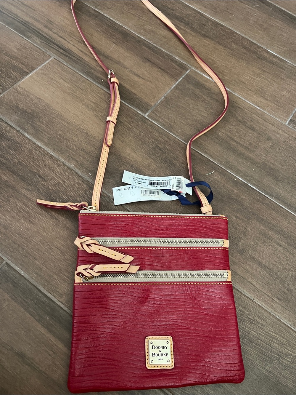 NWT - Dooney & Bourke Red Crossbody with Tan Trim